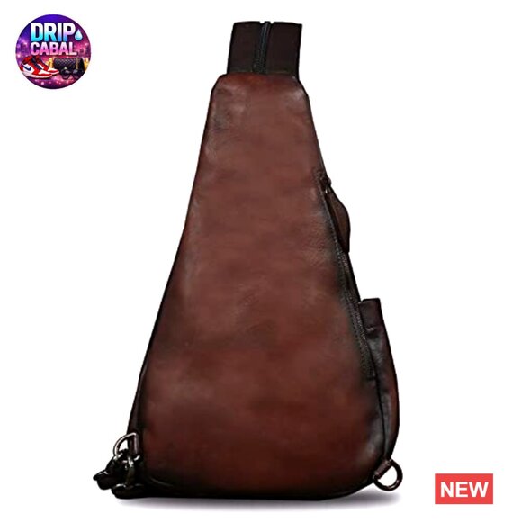 s-l400.jpg Genuine Leather Sling Backpack Convertible Crossbody Daypack